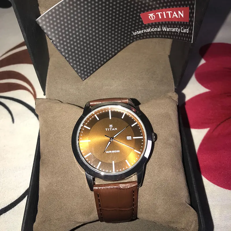 Titan Workwear Leather Strap Men's Watch- 1584SL04